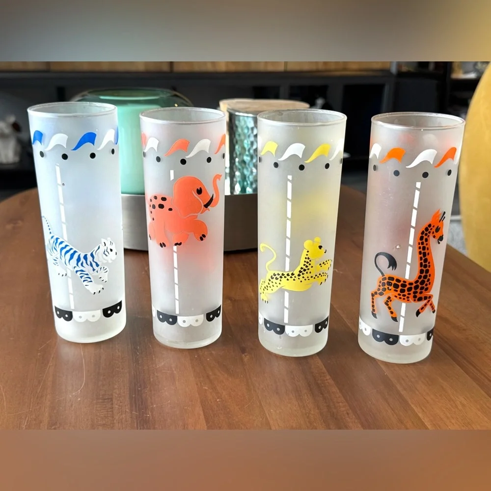 Federal Glass ZOO Frosted Tumblers Tall Highball Tom Collins Glasses Set… - Picture 4 of 6